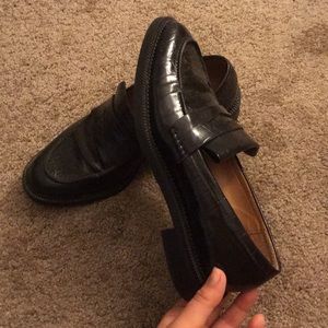 Faux crocodile-like leather loafers